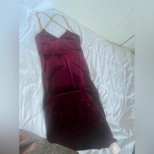 Velvet Party Dress Burgundy Red